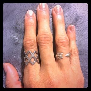 Set of 2 Sterling Silver Bohemian Rings Sz 7.5